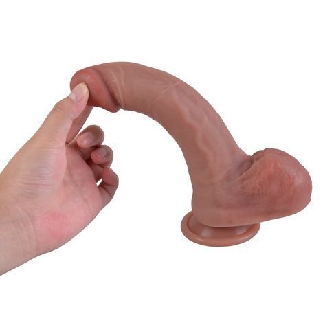 Основное фото Реалистичный фаллоимитатор на присоске Erospace Natural Play Silicone Dildo D1 телесный 21 см