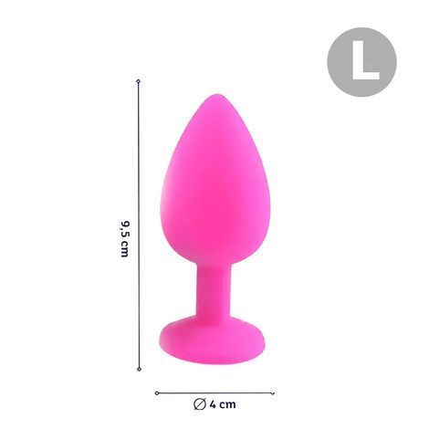 Основне фото Силіконова анальна пробка Crystal Silicone Diamond L рожева з червоним кристалом 9 см