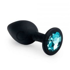Основное фото Анальная пробка Crystal Anal Plug S чёрная с голубым кристаллом 7,5 см