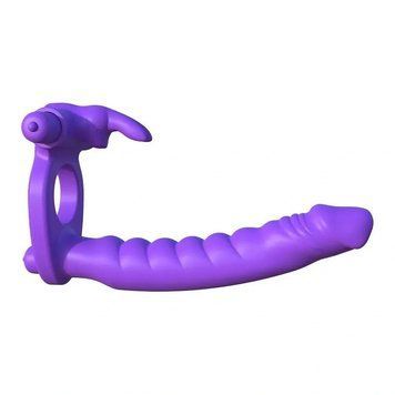 Основное фото Насадка для двойного проникновения Fantasy C-Ringz Silicone Double Penetrator Rabbit фиолетовый 17,8 см