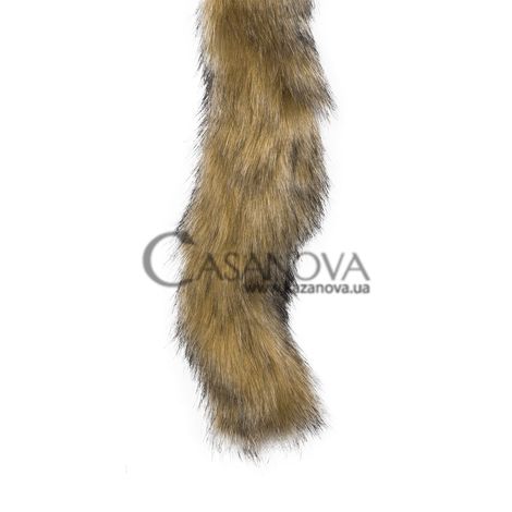 Основне фото Анальна пробка EasyToys Fox Tail Plug срібляста з коричневим хвостом 7 см