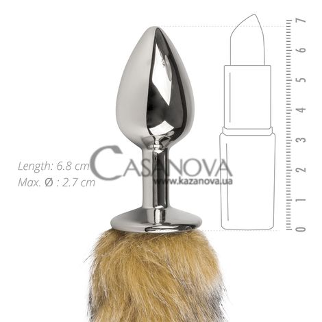 Основне фото Анальна пробка EasyToys Fox Tail Plug срібляста з коричневим хвостом 7 см