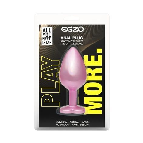 Основное фото Анальная пробка EGZO Pink Perl Heart Plug S розовая с золотистым кристаллом 7,1 см