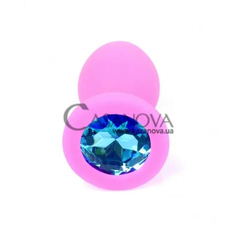 Основне фото Анальна пробка Jewellery Blue Crystal рожева 7 см
