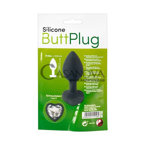 Основное фото Анальная пробка You2Toys Silicone Butt Plug чёрная с прозрачным кристаллом 7,3 см