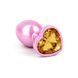 Дополнительное фото Анальная пробка EGZO Pink Perl Heart Plug S розовая с золотистым кристаллом 7,1 см