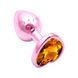 Дополнительное фото Анальная пробка EGZO Pink Perl Heart Plug S розовая с золотистым кристаллом 7,1 см