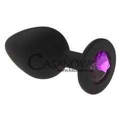 Основное фото Анальная пробка Crystal Anal Plug M чёрная с фиолетовым кристаллом 8,5 см