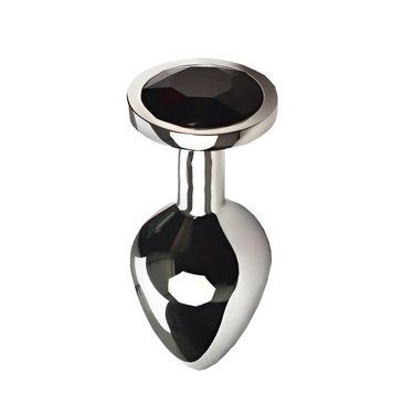 Основное фото Анальная пробка Silver Black Diamond M серебристо-чёрная 8,5 см