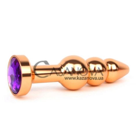 Основное фото Анальная пробка Anal Jewelry Plugs QGLD-15 золотая со светло-фиолетовым кристаллом 11,3 см