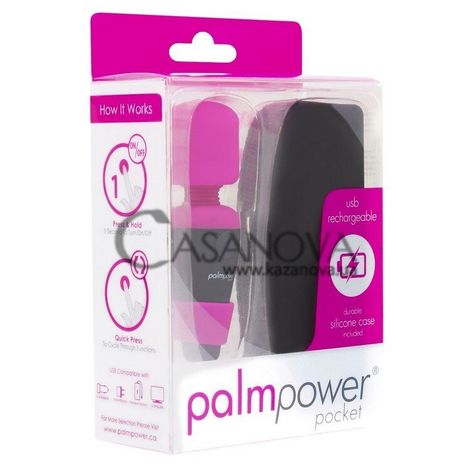 Основне фото Міні-вібромасажер Palmpower Pocket чорно-рожевий 9 см
