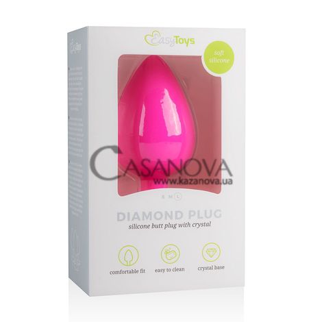 Основное фото Анальная пробка EasyToys Diamond Plug Large розовая с белым камнем 10 см