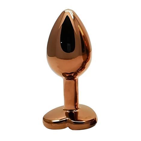Основное фото Анальная пробка EGZO Dark Gold Heart Plug S золотистая с розовым кристаллом 7,1 см