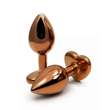 Основное фото Анальная пробка EGZO Dark Gold Heart Plug S золотистая с розовым кристаллом 7,1 см
