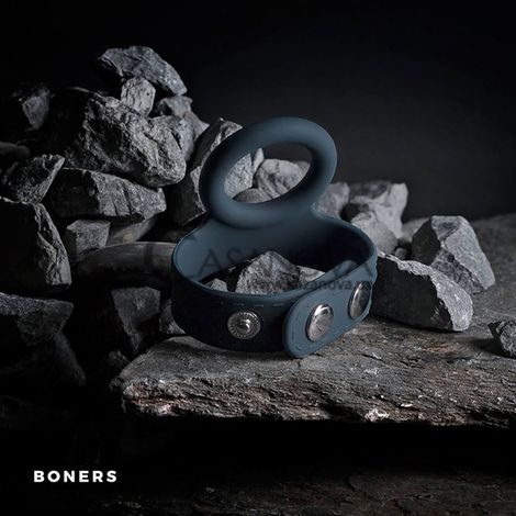 Основное фото Двойное эрекционное кольцо Boners Cock & Ball Strap S/M серое