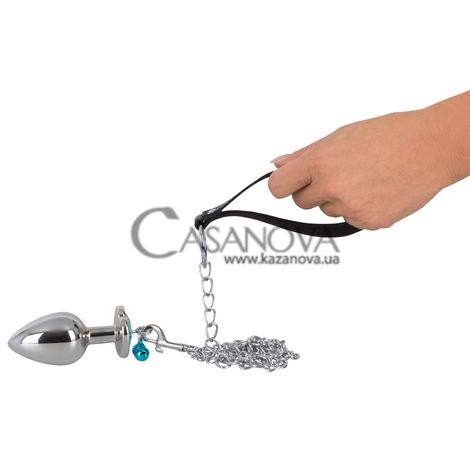 Основное фото Набор анальных пробок You2Toys Butt Plug Set with a Leash серебристый с голубым кристаллом