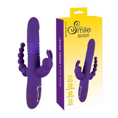 Основное фото Тройной вибратор с ротацией и пульсацией You2Toys Sweet Smile Thrusting Pearl Triple Vibrator фиолетовый 24,8 см
