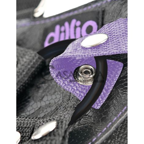 Основное фото Женский страпон Dillio Strap-On Suspender Harness Set фиолетовый 17,8 см