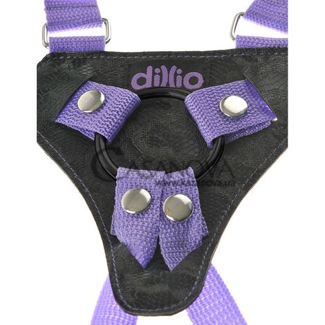 Основное фото Женский страпон Dillio Strap-On Suspender Harness Set фиолетовый 17,8 см