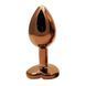 Дополнительное фото Анальная пробка EGZO Dark Gold Heart Plug S золотистая с розовым кристаллом 7,1 см