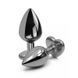 Додаткове фото Анальна пробка EGZO Dark Silver Heart Plug M срібляста з бузковим кристалом 8,2 см