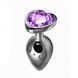 Додаткове фото Анальна пробка EGZO Dark Silver Heart Plug M срібляста з бузковим кристалом 8,2 см