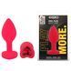 Додаткове фото Силіконова анальна пробка EGZO Silicone Pink Heart Plug S рожева з червоним кристалом 7,1 см
