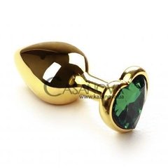 Основне фото Анальна пробка Gold Heart Emerald золотисто-зелена 8,2 см
