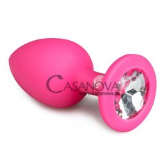 Основное фото Анальная пробка EasyToys Diamond Plug Small розовая с белым камнем 7,5 см