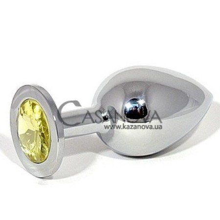 Основное фото Анальная пробка Jewelery Butt Plug Small серебристая с жёлтым 7,5 см