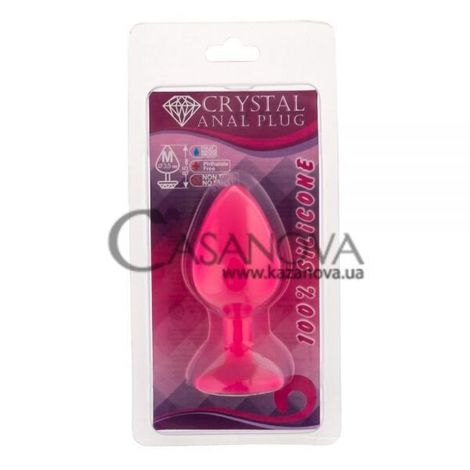 Основное фото Анальная пробка Crystal Anal Plug M розовая с синим кристаллом 8,5 см