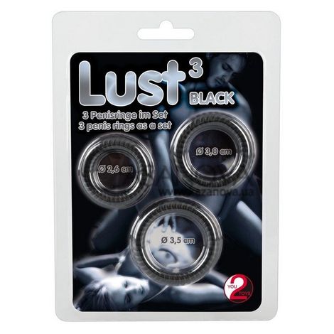 Основное фото Набор из 3 эрекционных колец Lust 3 чёрный