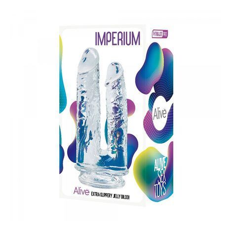 Основное фото Двойной фаллоимитатор на присоске Alive Imperium Extra-Slippery Jelly Dildo прозрачный 19 см