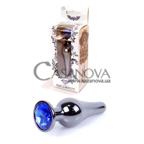 Основное фото Анальная пробка Boss Series Plug Jewellery Dark Silver Dark Blue серебристая с синим кристаллом 9,5 см