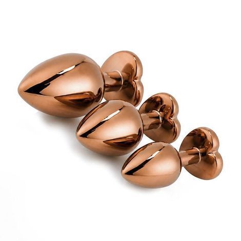 Основное фото Анальная пробка EGZO Dark Gold Heart Plug S золотистая с бирюзовым кристаллом 7,1 см