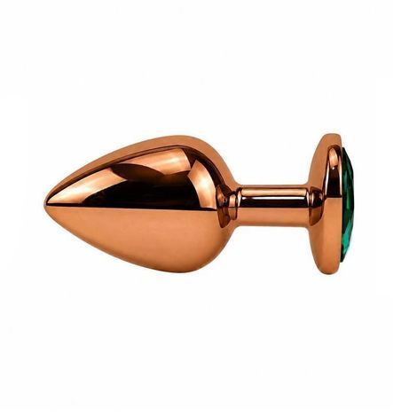 Основное фото Анальная пробка EGZO Dark Gold Heart Plug S золотистая с бирюзовым кристаллом 7,1 см