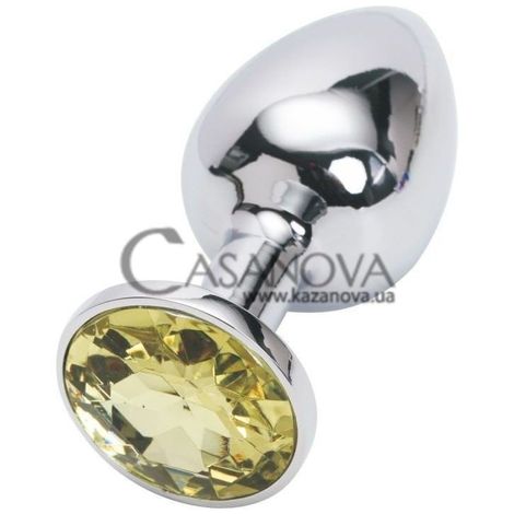 Основное фото Анальная пробка Jewelery Butt Plug Small серебристая с жёлтым 7,5 см