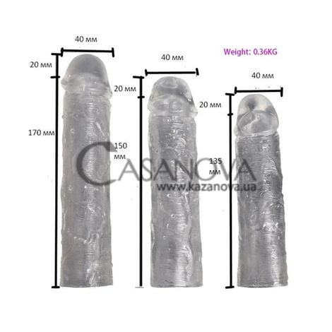 Основное фото Набор из 3 удлиняющих насадок Textured Penis Sleeves прозрачный