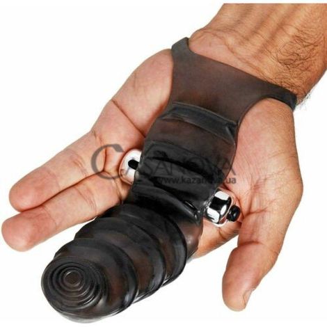Основное фото Насадка на палец с вибрацией Master Series Bang Bang G-Spot Vibrating Finger Glove чёрная 15,9 см