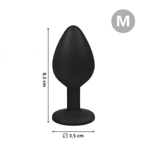 Основне фото Силіконова анальна пробка Crystal Silicone Diamond L чорна з чорним кристалом 8,5 см