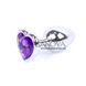 Додаткове фото Анальна пробка Jewellery Silver Heart Purple Crystal срібляста 7 см