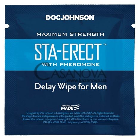 Основне фото Пролонгувальна серветка з феромонами Doc Johnson Sta-Erect With Pheromone Delay Wipe For Men 1 шт