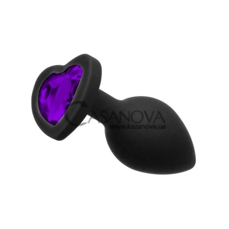 Основне фото Анальна пробка Black Silicone Heart Purple M чорна 8 см