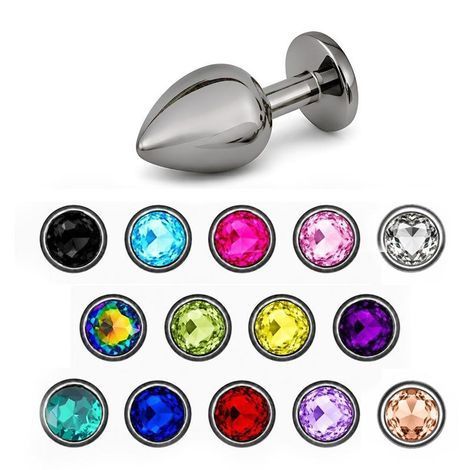 Основное фото Анальная пробка EGZO Dark Gray Round Plug S серая с малиновым кристаллом 7 см