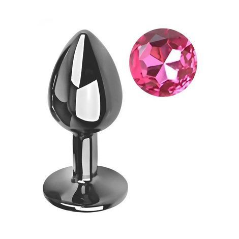 Основное фото Анальная пробка EGZO Dark Gray Round Plug S серая с малиновым кристаллом 7 см