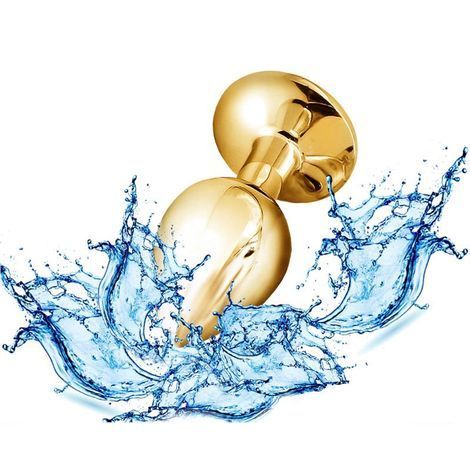 Основне фото Анальна пробка EGZO Gold Round Plug S золотиста з прозорим кристалом 7 см