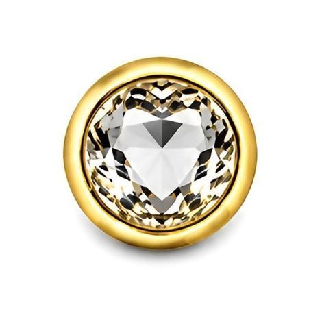 Основне фото Анальна пробка EGZO Gold Round Plug S золотиста з прозорим кристалом 7 см