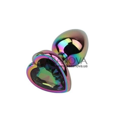 Основное фото Анальная пробка Hi-Basic Rainbow Heart Butt Plug разноцветная 7,1 см
