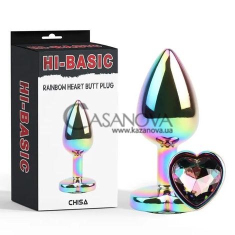 Основное фото Анальная пробка Hi-Basic Rainbow Heart Butt Plug разноцветная 7,1 см