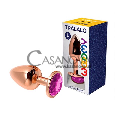 Основное фото Анальная пробка Wooomy Tralalo Magenta L розовое золото с розовым кристаллом 9 см